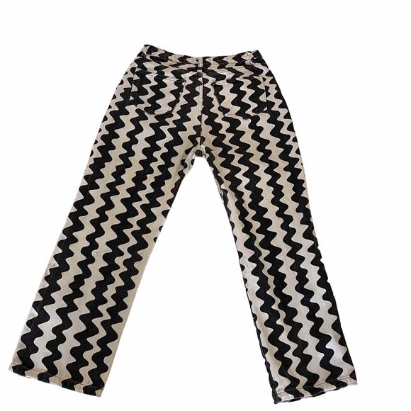Cider Pants - RIC RAC High Waisted Denim Pants in Cream & Faded Black
